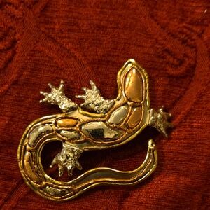 Vintage Mixed Metals Lizard Brooch Pendant